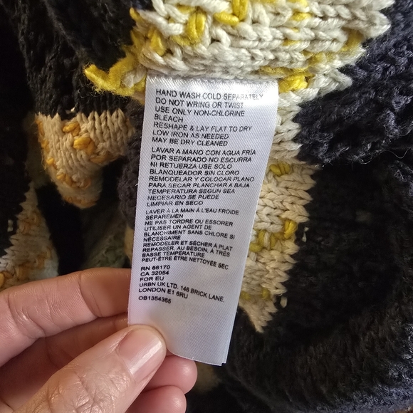 Anthropologie Navy Striped Turtle Neck Sweater Poncho sz OS - Picture 9 of 10